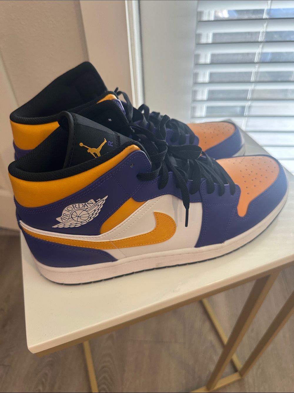 Jordan Mid-Top Sneakers in Purple/Gold/White